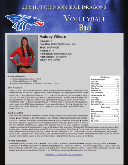 2015 HUTCHINSON BLUE DRAGONS Volleyball bio Aubrey Wilson