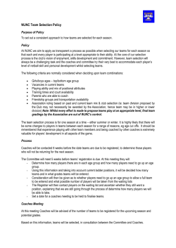 Team Selection Policy - Williamstown Juniors Netball Club