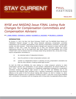 NYSE and NASDAQ Issue FINAL Listing Rule Changes for