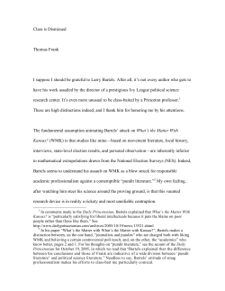 Class is Dismissed Thomas Frank I suppose I should be grateful to