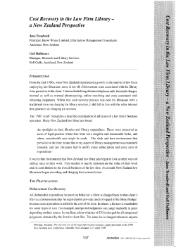 Cost Recovery in the Law Firm Library - a New Zealand