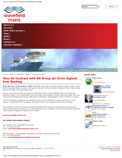 New 3D Contract with BG Group plc Gives Highest Ever