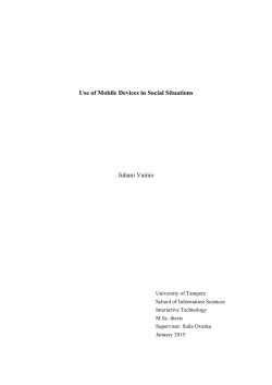 Use of Mobile Devices in Social Situations Juhani Vainio
