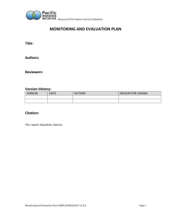 Monitoring and Evaluation Plan – measuring change