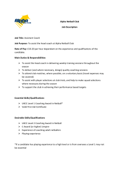 Assistant Coach Job Purpose