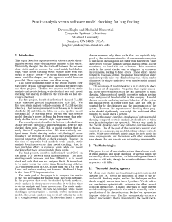 Static analysis versus software model checking for bug finding