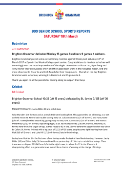 Brighton Grammar played some extraordinary matches against