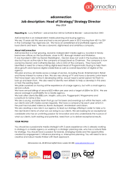 adconnection Job description: Head of Strategy/ Strategy Director