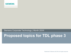 Proposed topics for TDL phase 3