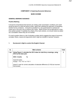 COMPONENT 2: Exploring Economic Behaviour MARK SCHEME