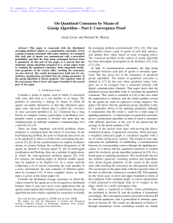 On Quantized Consensus by Means of Gossip Algorithm &ndash; Part I