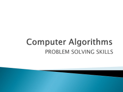 Algorithms and Problem Solving