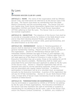 By Laws OFFSIDES SOCCER CLUB BY