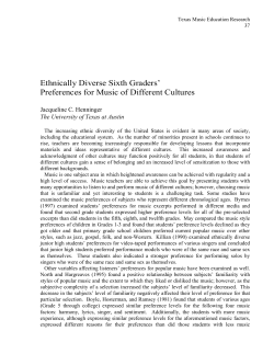Ethnically Diverse Sixth Graders` Preferences for Music of Different