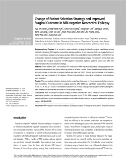 Change of Patient Selection Strategy and Improved Surgical
