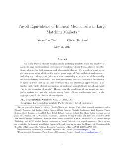 Payoff equivalence of efficient mechanisms in large matching markets