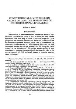 Constitutional Limitations on Choice of Law: The Perspective of