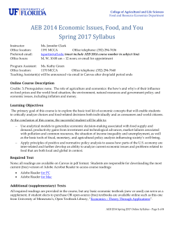 AEB 2014 Economic Issues, Food, and You Spring 2017 Syllabus