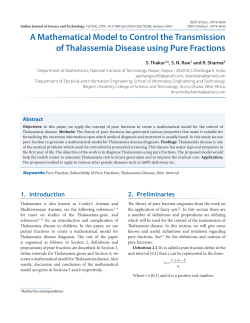 A Mathematical Model to Control the Transmission of Thalassemia