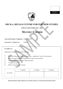 FOR OFFICE USE: APPLICATION No