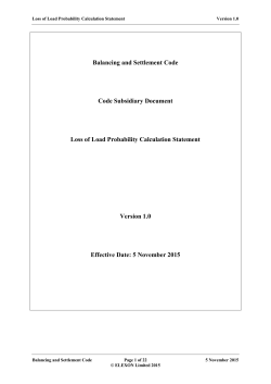 Loss of Load Probability Calculation Methodolgy Statement
