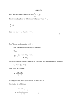 Appendix Proof that M=0 when all industries have : This is