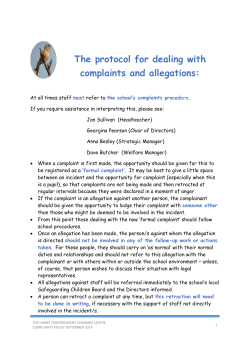 Complaints Policy - linnet independent learning centre