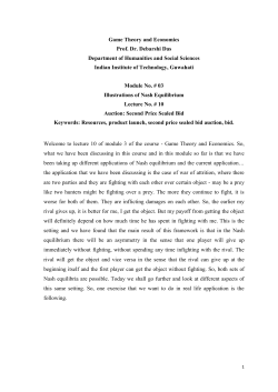Game Theory and Economics Prof. Dr. Debarshi Das