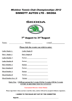 Entry Form - Wicklow Tennis Club