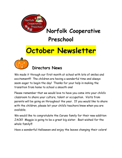 Norfolk Cooperative Preschool October Newsletter Directors News