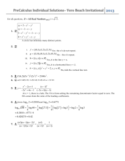PreCalculus Individual Solutions* Vero Beach Invitational