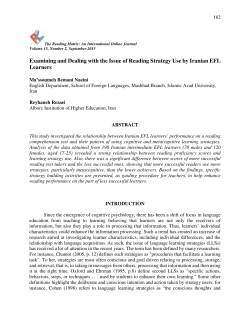 Examining and Dealing with the Issue of Reading Strategy Use by