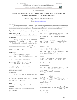 slow increasing functions and their applications to