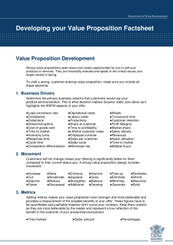 Developing your Value Proposition Factsheet