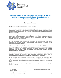 Position Paper of the European Mathematical Society on the