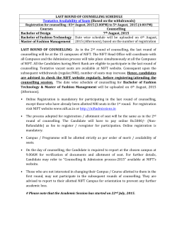 LAST ROUND OF COUNSELLING SCHEDULE Tentative