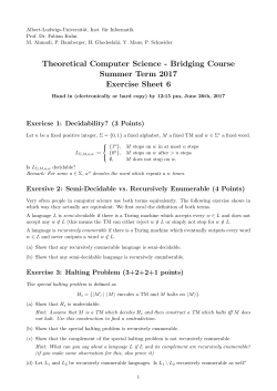Theoretical Computer Science - Bridging Course Summer Term