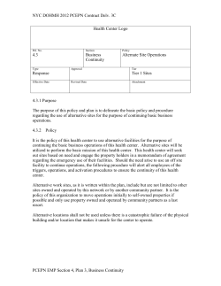 Business Continuity Section 4 - Alternative Locations Tier 1