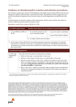 Guidance on Mandatory firm rotation and selection procedures