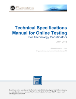 Technical Specifications Manual for Online Testing