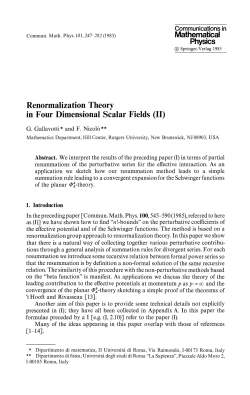 Physics Renormalίzation Theory in Four Dimensional Scalar Fields (II)