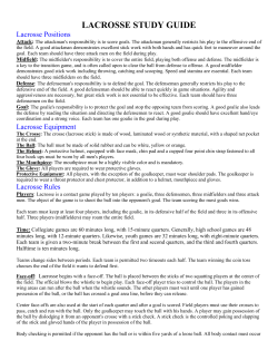 Lacrosse Study Guide