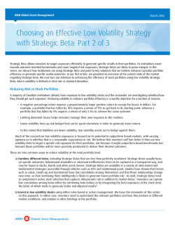 Choosing an Effective Low Volatility Strategy with Strategic Beta