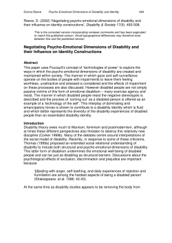 Negotiating Psycho-Emotional Dimensions of Disability and their