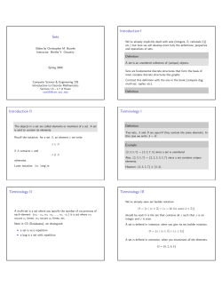 Sets Introduction I Introduction II Terminology I