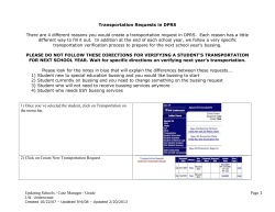 Starting a Transportation Request In DPRS