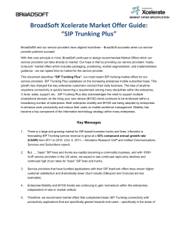 BroadSoft Xcelerate Market Offer Guide: &ldquo;SIP Trunking