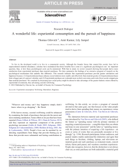 A wonderful life: experiential consumption and the