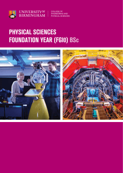 PHYSICAL SCIENCES FOUNDATION YEAR