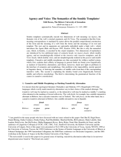 Agency and Voice: The Semantics of the Semitic Templates